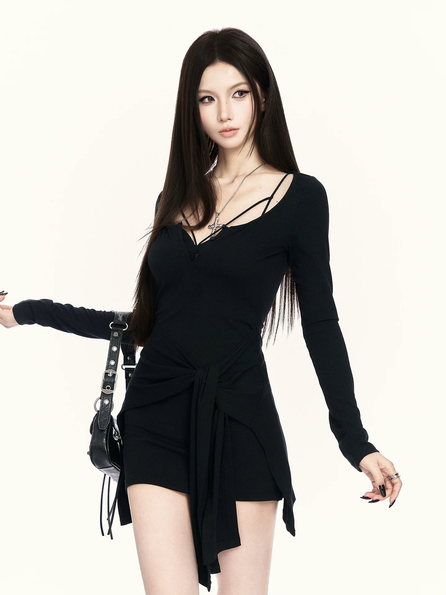 Faux Two-Piece Knit Bodycon Dress