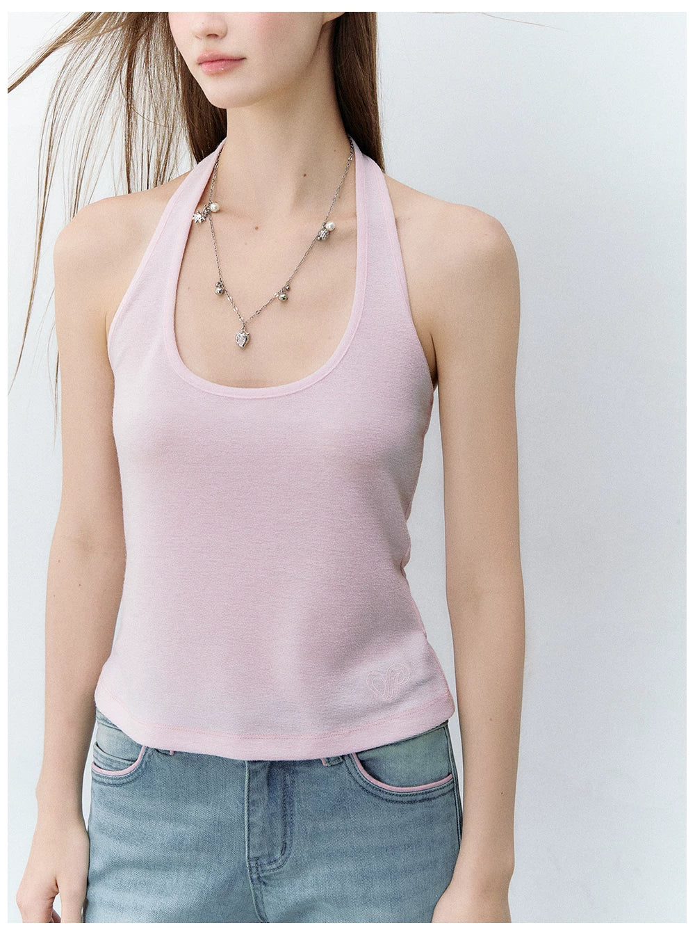 Dopamine Colorful Halter U-Neck Sleeveless Top