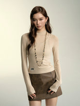 White & Khaki  2-in-1 Wool sweater - CHINASQUAD