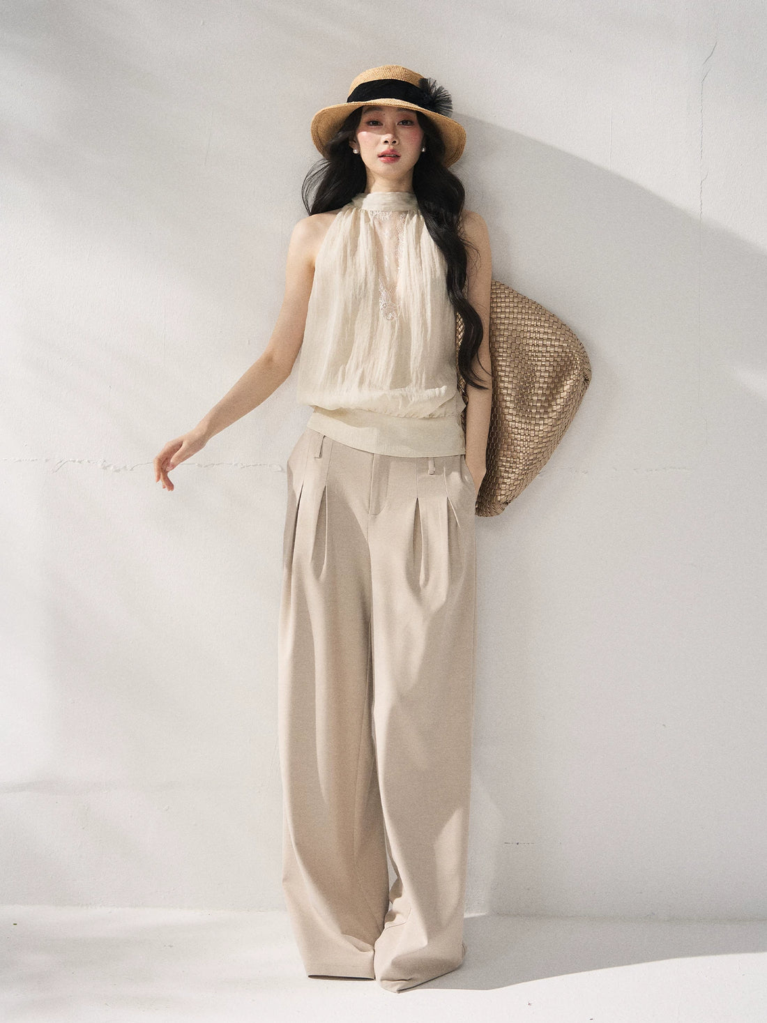 High-Waisted Relaxed Wide-Leg Trousers