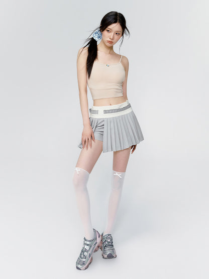 Grey Ballet Low-rise Pleated Slit Skirt - CHINASQUAD