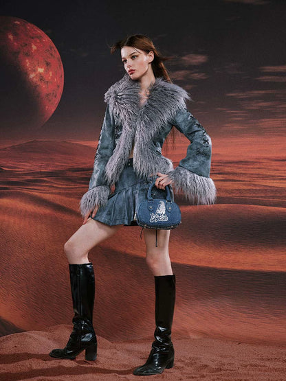 Vintage Washed Denim Bowling Bag