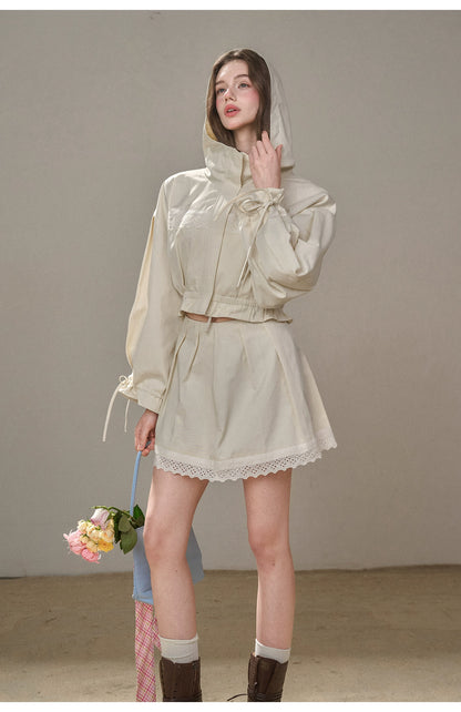 &quot;A Cup of Milk&quot; Relaxed Cotton Trench &amp; Skirt Set