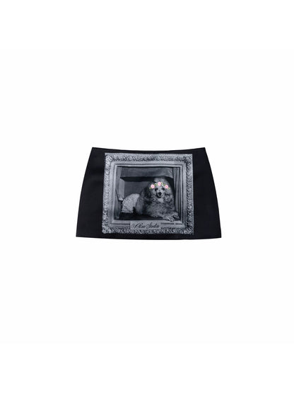 Vintage Frame Dog Satin Mini Skirt 1Jinn Studio