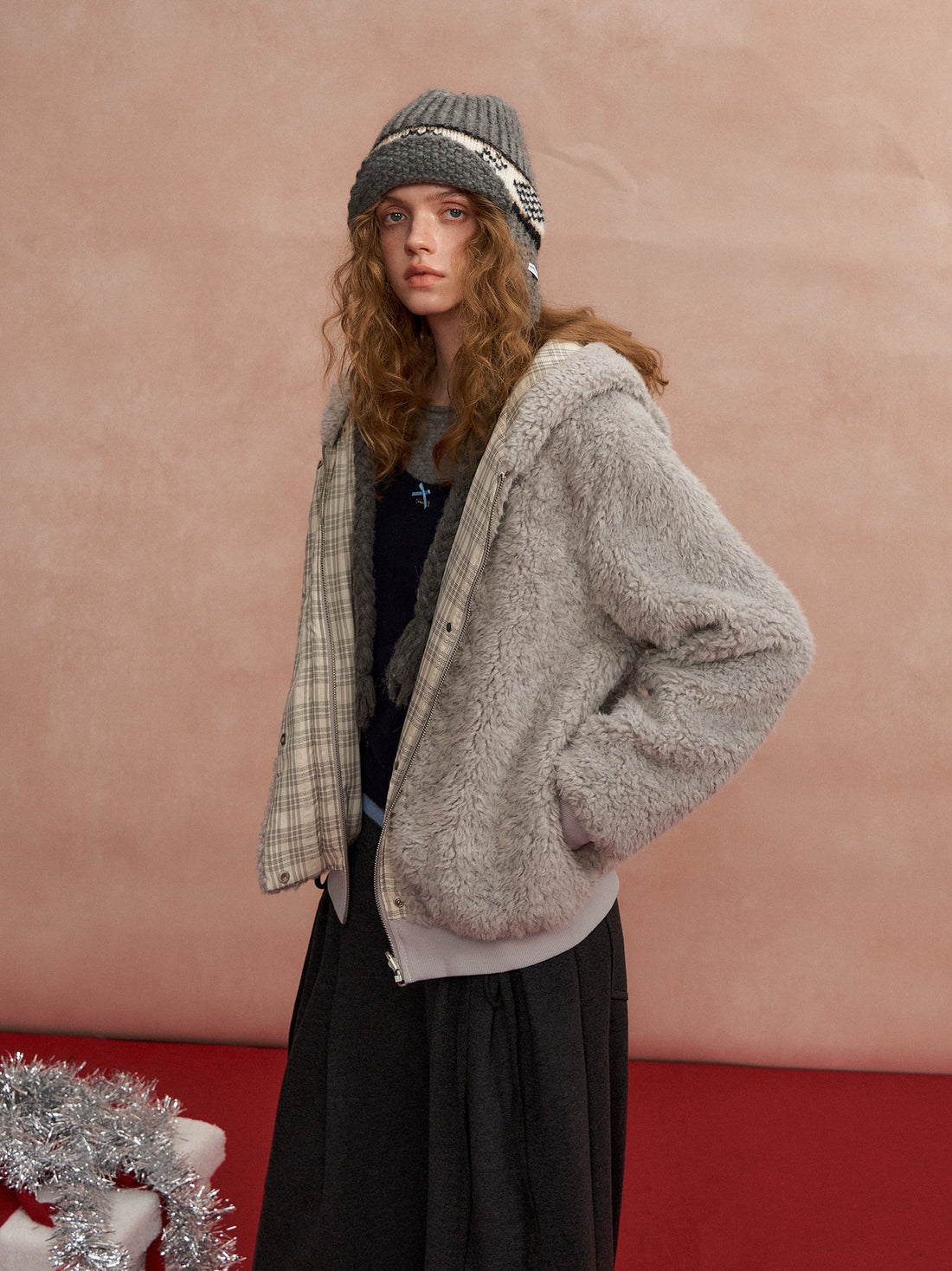 Reversible Hooded Sherpa Jacket