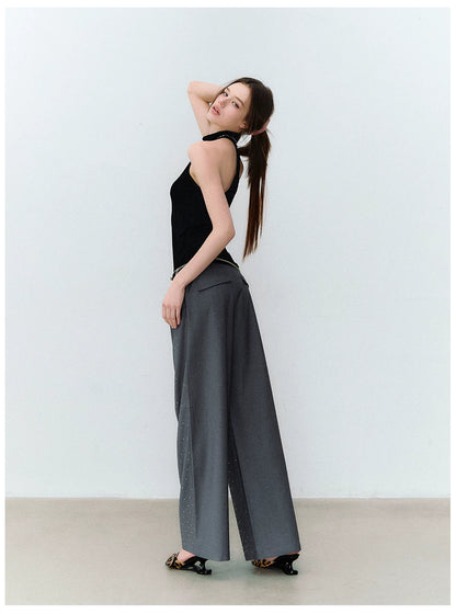 X-line Sleeveless Halter Neck Acetate Knit Top