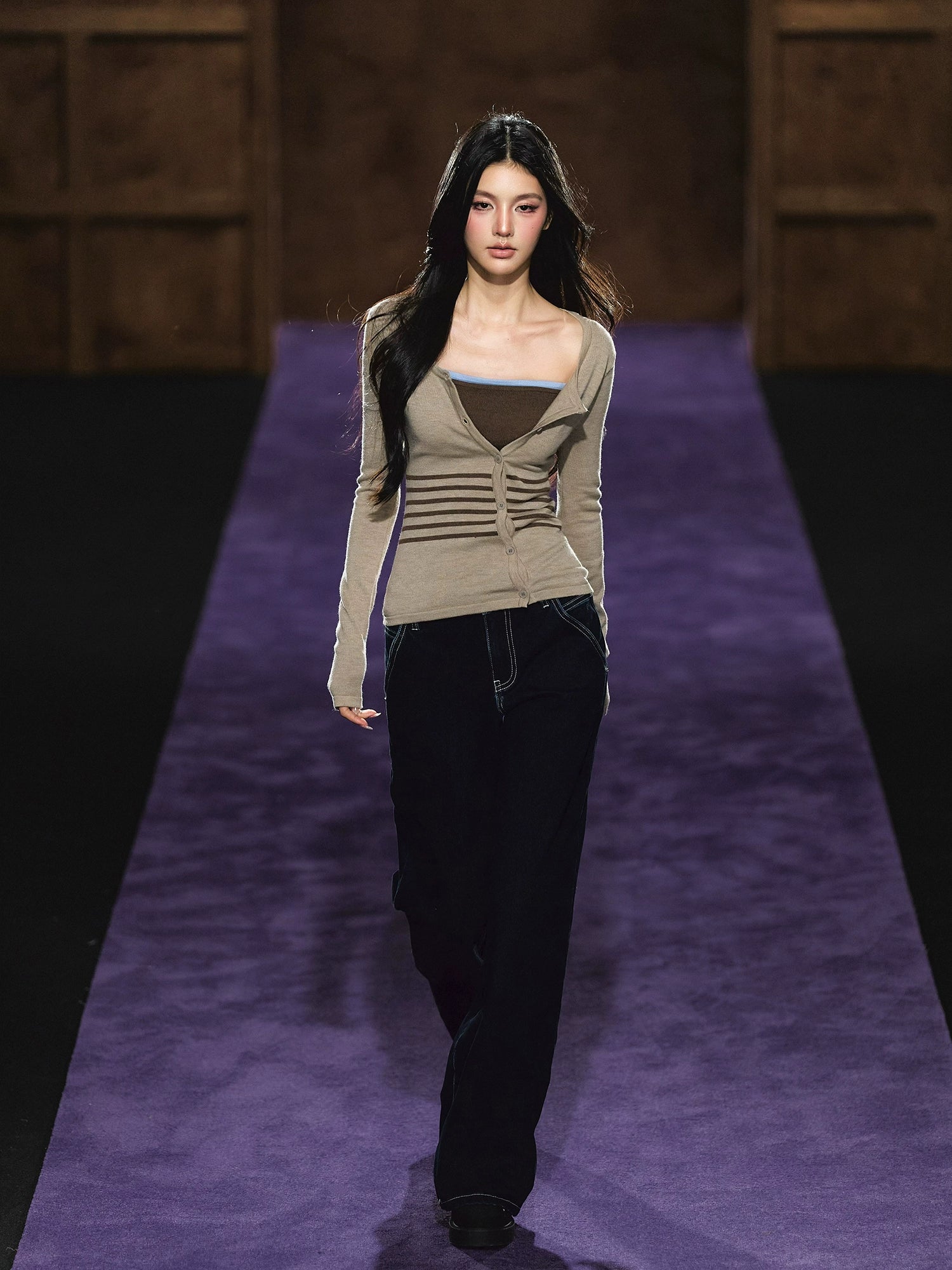 High-Waist Heart Pocket Straight-Leg Jeans