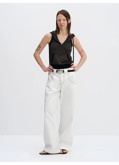 Cool-Tone Leopard Hooded Sleeveless Hoodie