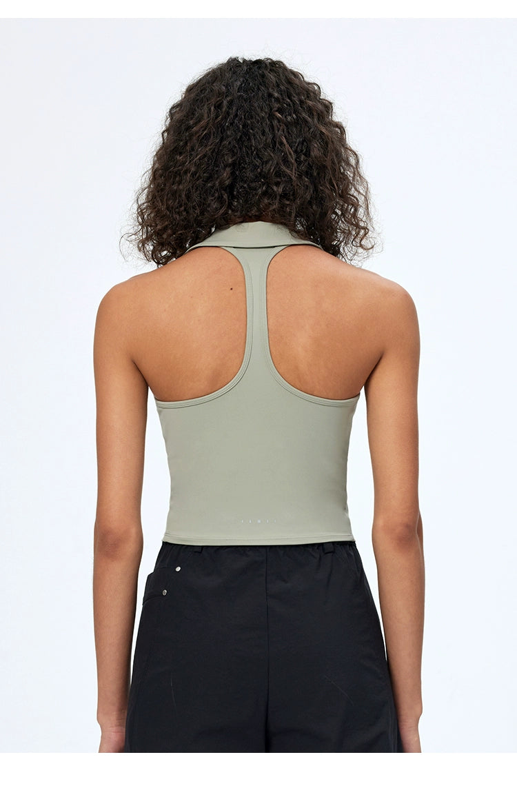 Deep V-neck Lattice-back Outerwear Yoga Tank Top