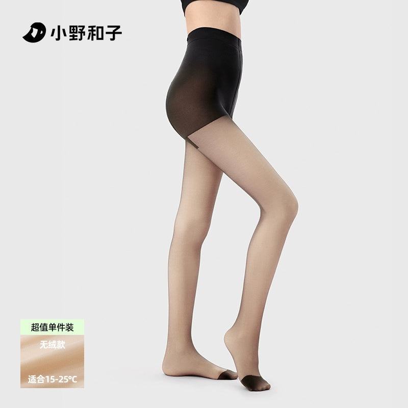 Double-Layer Black Sheer Pantyhose, Black Semi-Sheer Tights