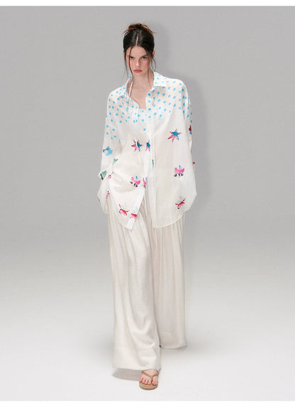 Vintage Pleated Linen-Blend Wide-Leg Trousers