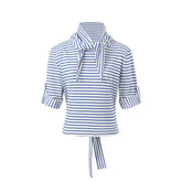 Dual-Tone Striped Knit Cropped T-Shirt - CHINASQUAD