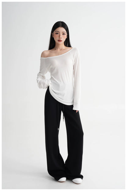 Waist-Cinching Fitted Long Sleeve T-Shirt