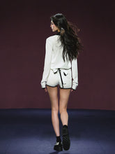 Ribbon Polo Tie-Up Sweater & Shorts Set - CHINASQUAD