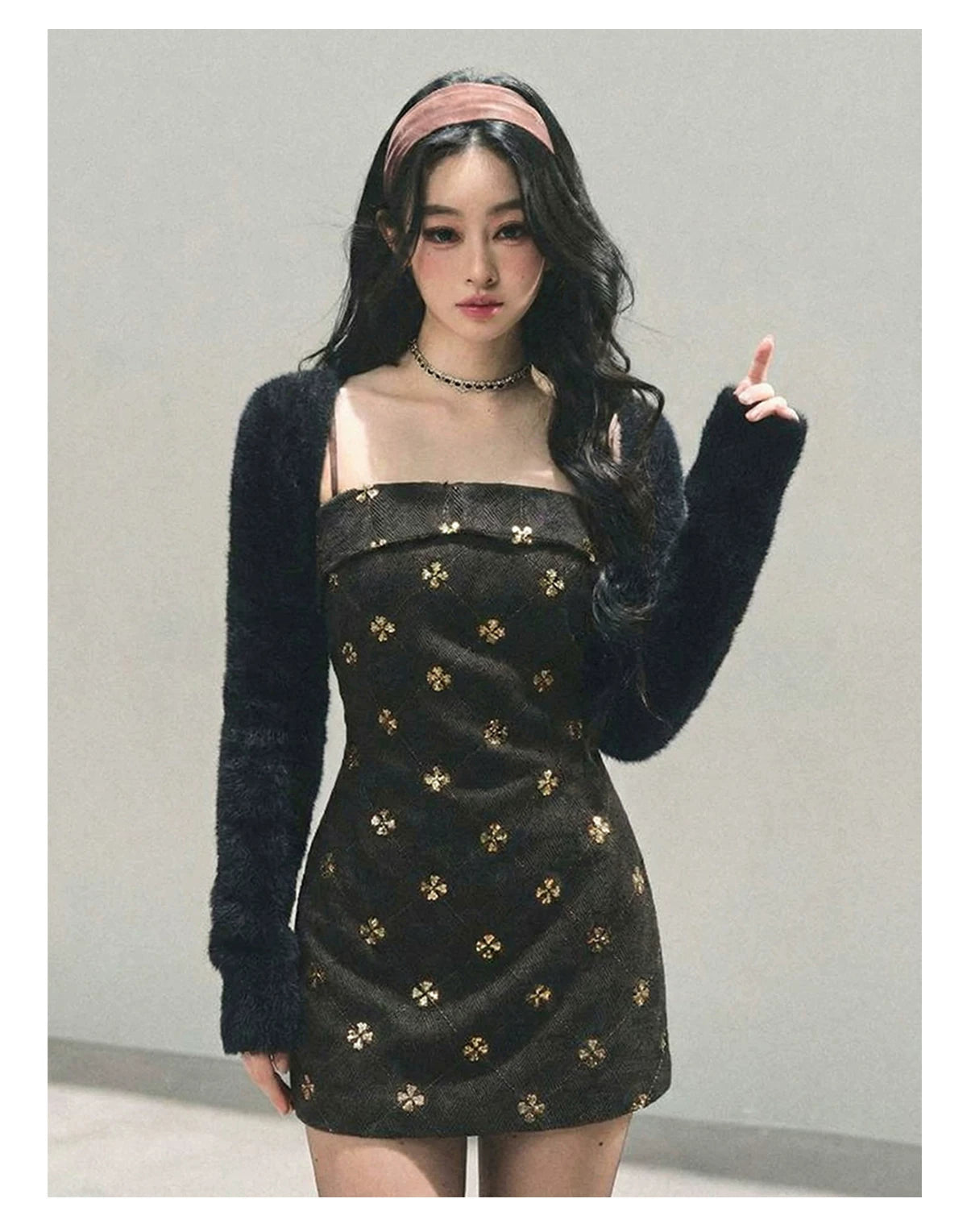 French Wool Strappy Bodycon Mini Dress