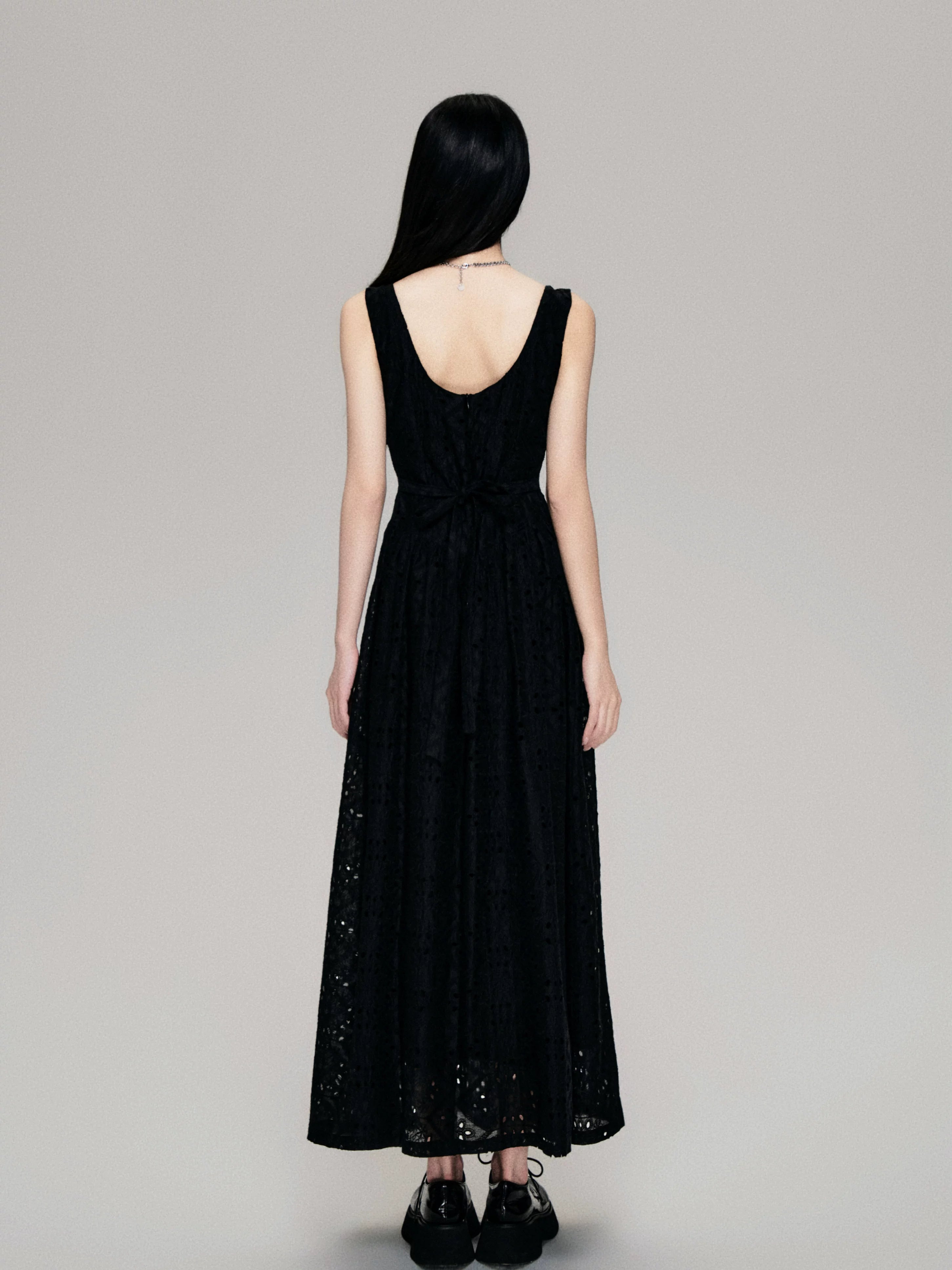 Cutout French Sleeveless Maxi Dress