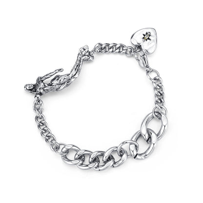 Silver Mermaid Heart Reshaped Romance Vintage Bracelet