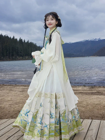 (Final Sale) "青鸟还川" Modern-style Hanfu Set