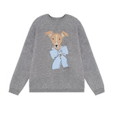 Bow-Knot Puppy Jacquard Pullover Crewneck - CHINASQUAD