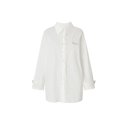 White Ruffle-edge Sun Protection Shirt