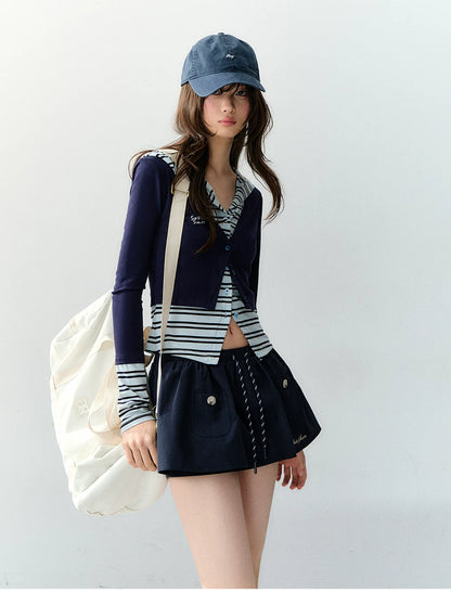 Sporty Striped Layered Hooded Top