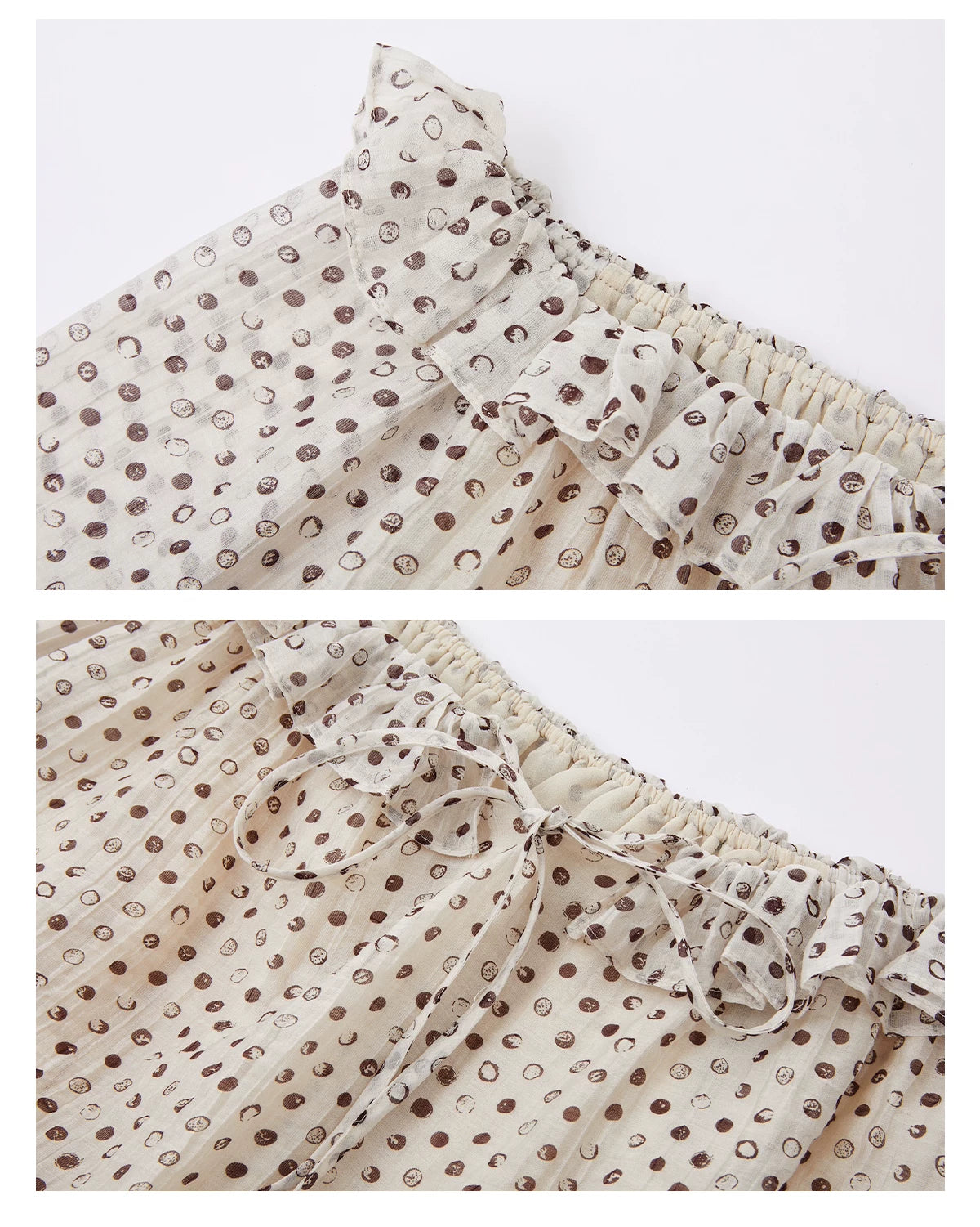 French Polka Dot Off-Shoulder Ruffle Blouse