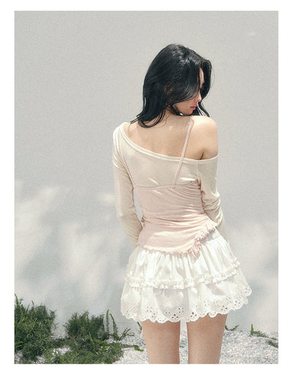 Asymmetric Ruffle Off-Shoulder Top