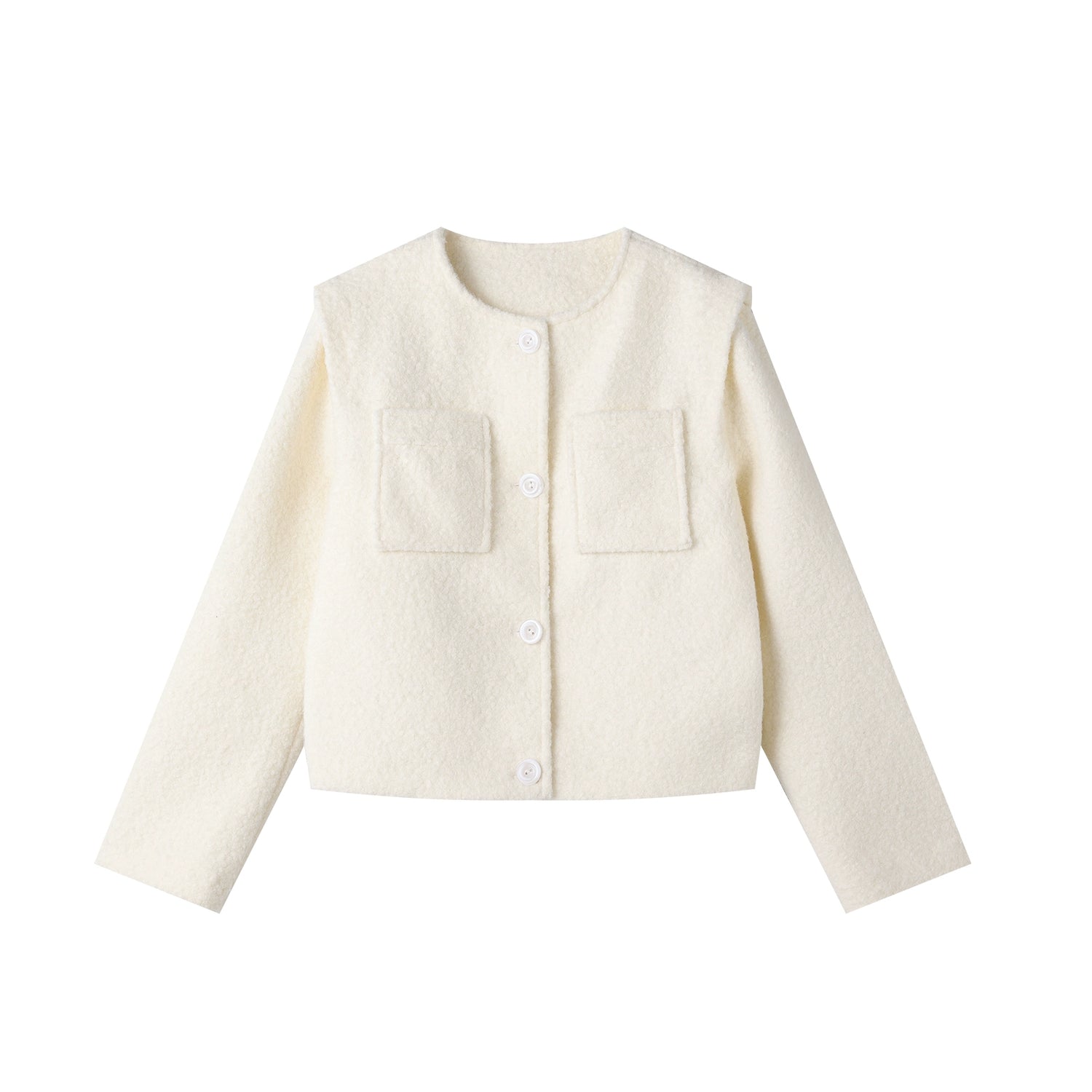 White Crewneck Elegant Chanel-Style Jacket