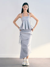 Halter Pleated Top & Midi Skirt Set - CHINASQUAD