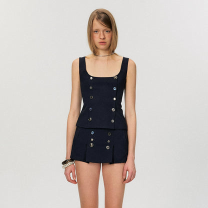 Double-Breasted Tailored Mini Skirt Set NeverMore