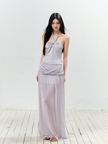 Twist Tie Halter Crop Top &amp; Skirt Set - CHINASQUAD