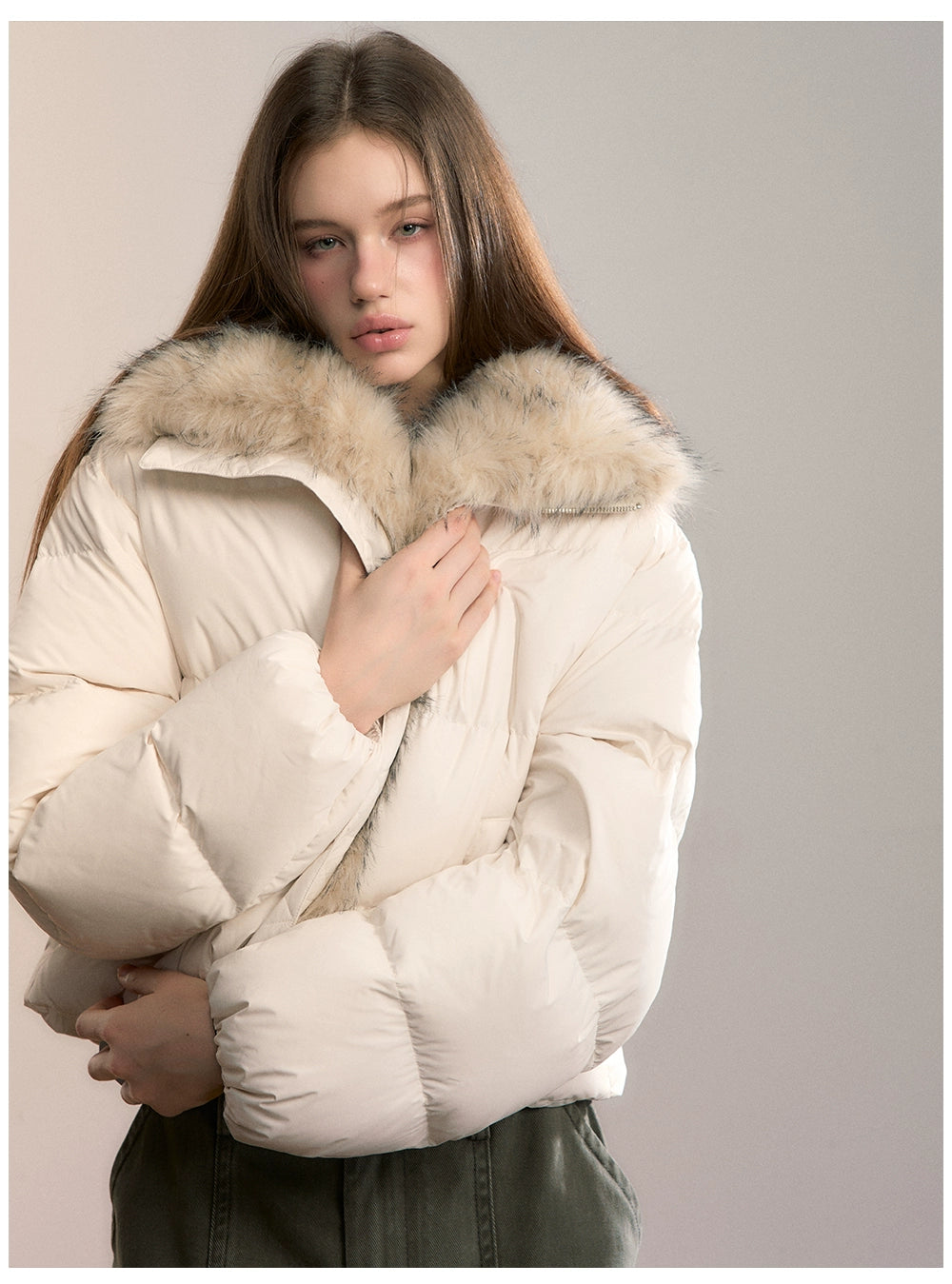 Detachable Faux Fur Collar Down Jacket