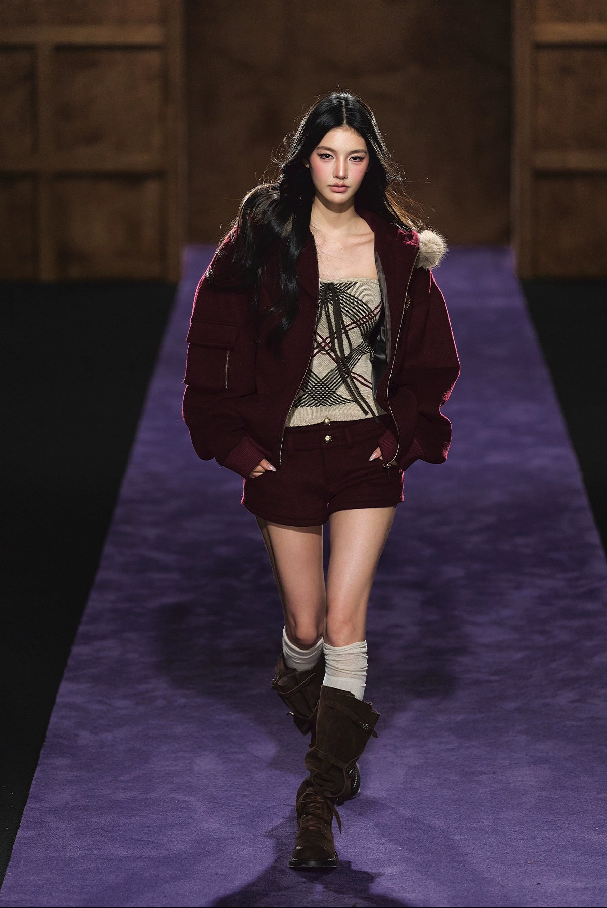 Wool-Blend Heart Yarn Cropped Knit Tube Top