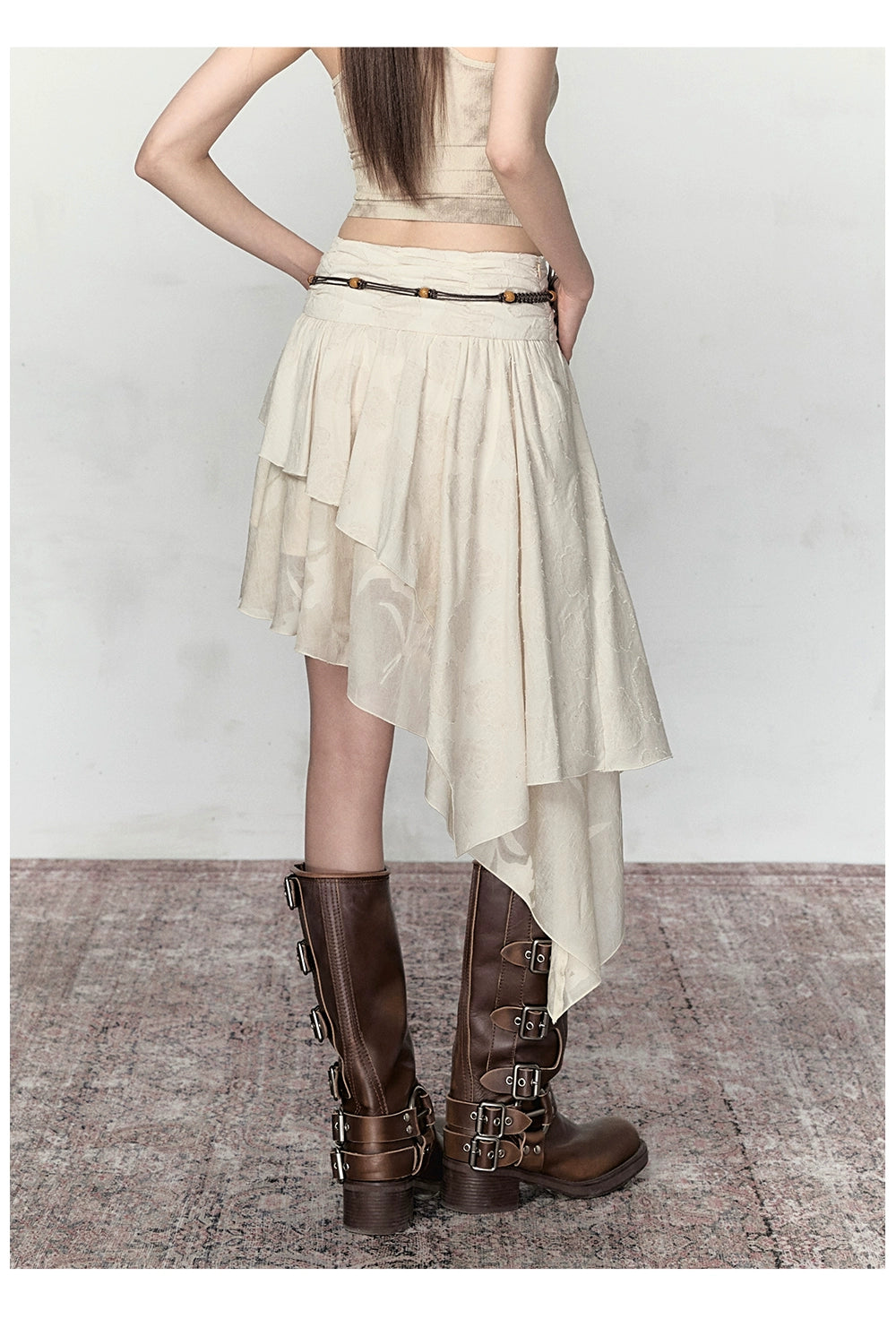 Beige New Chinese Irregular Skirt