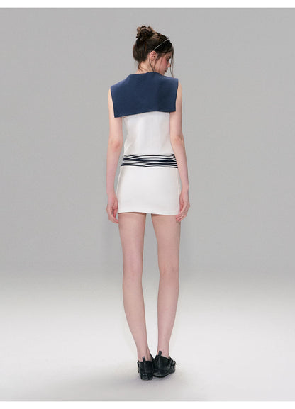 Vintage Nautical Contrast Stripe Bodycon Mini Skirt