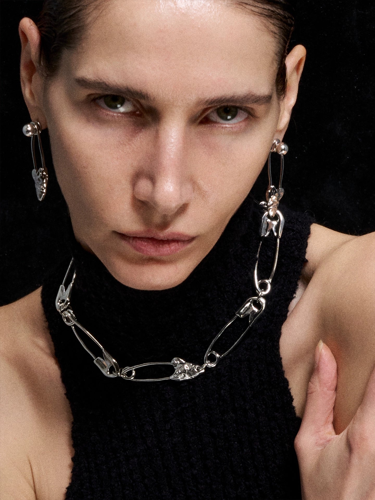 Paperclip Herringbone Stud Earrings