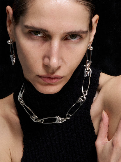 Paperclip Herringbone Stud Earrings