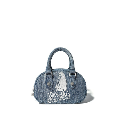 Vintage Washed Denim Bowling Bag