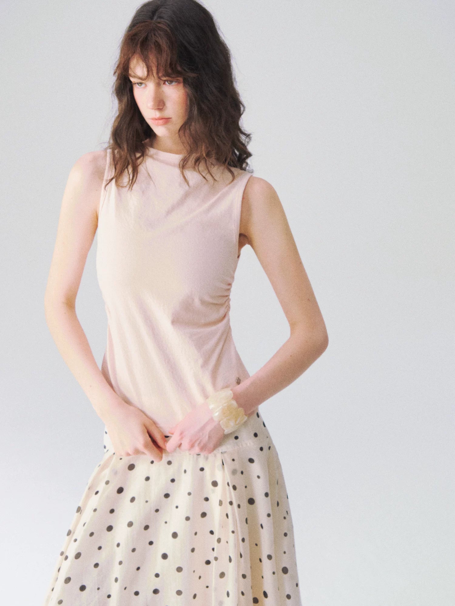 Layered Cape-Effect Slim-Fit Top