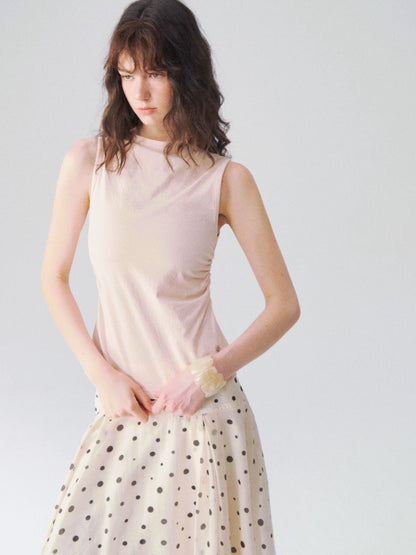 Layered Cape-Effect Slim-Fit Top