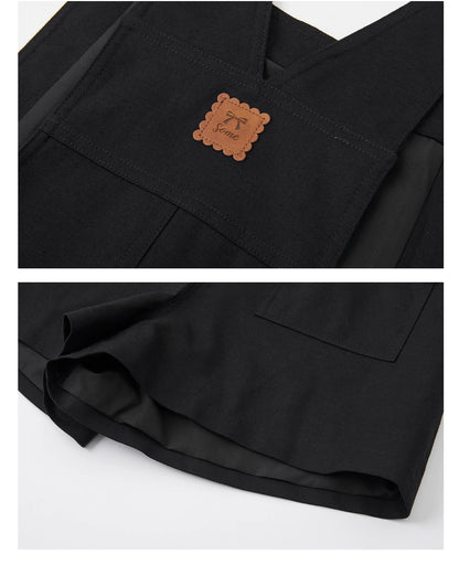 Linen Blend Utility Suspender Shorts