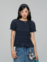 Three-Dimensional Flower Pleated Short-Sleeve Blouse - CHINASQUAD