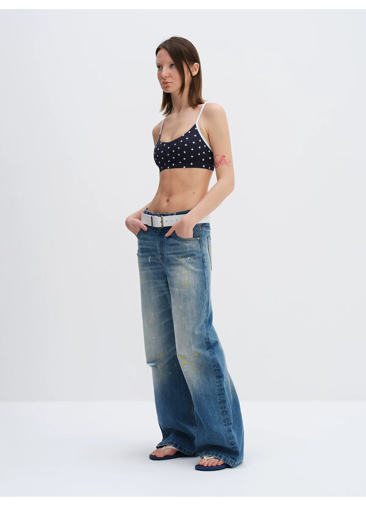 Star Print Racerback Sports Bra