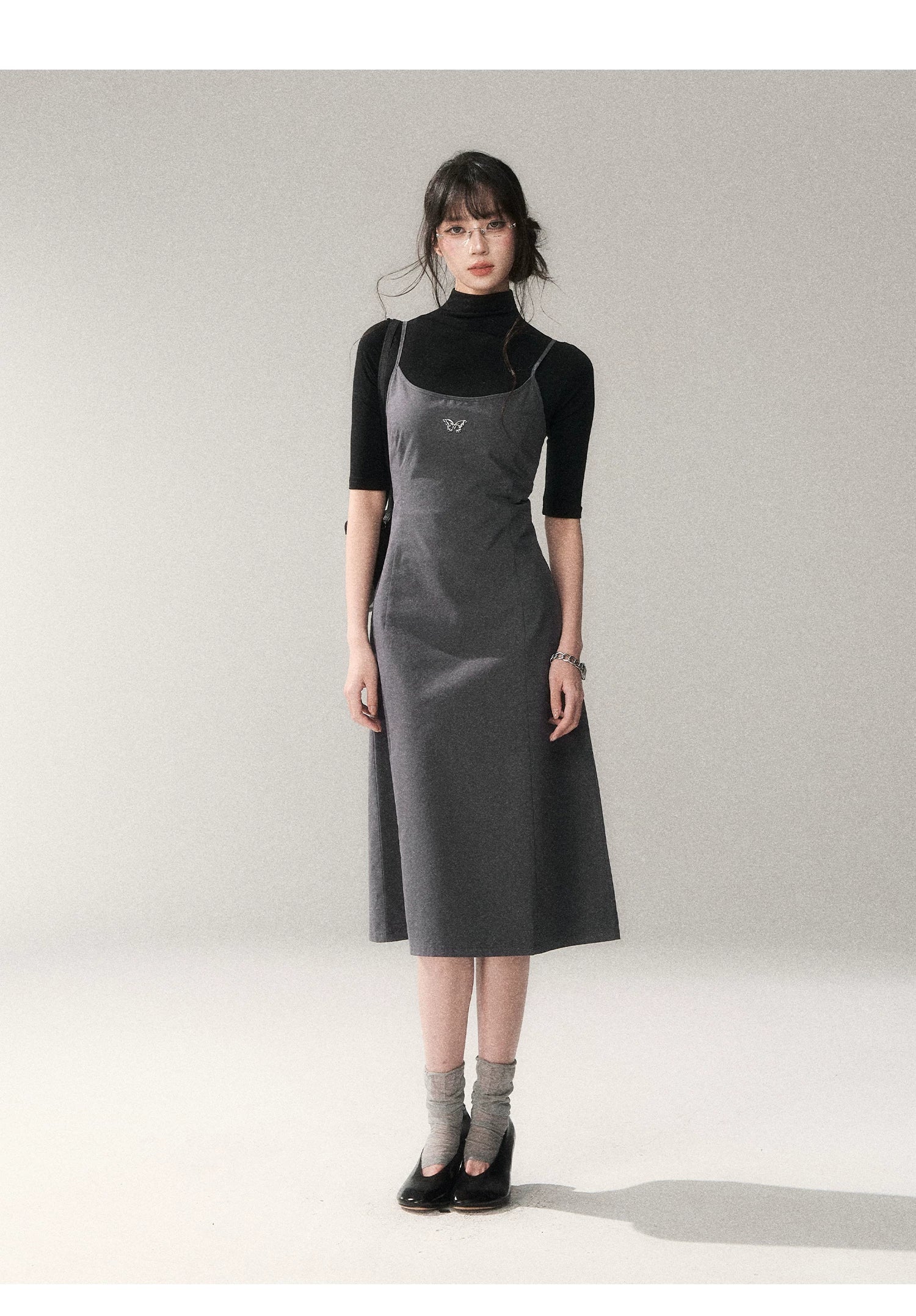 Minimalist Cotton A-Line Slip Midi Dress