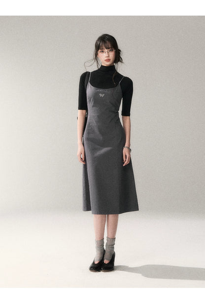 Minimalist Cotton A-Line Slip Midi Dress
