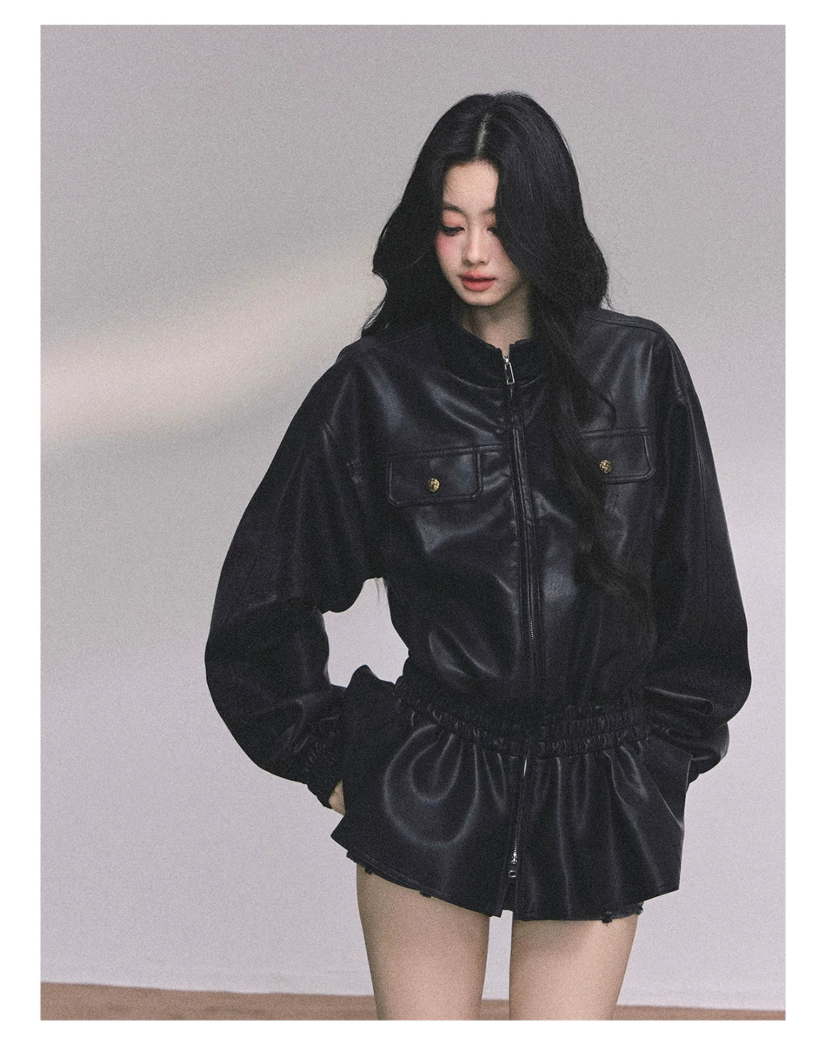 Desert Edge PU Leather Stand-Collar Jacket