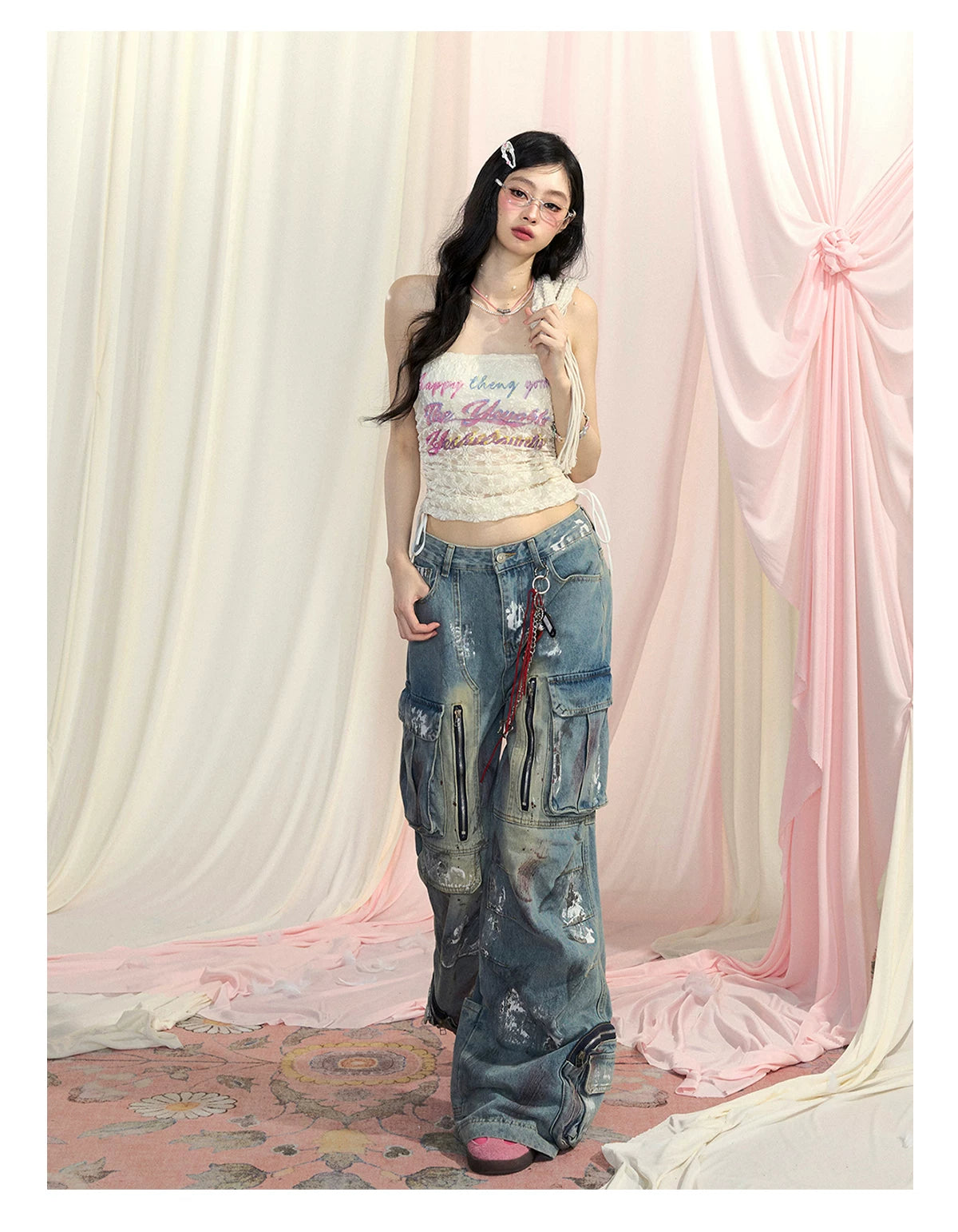“Spring Love Letter” Lace Bandeau Crop Top
