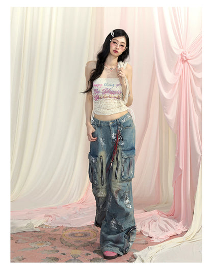 “Spring Love Letter” Lace Bandeau Crop Top