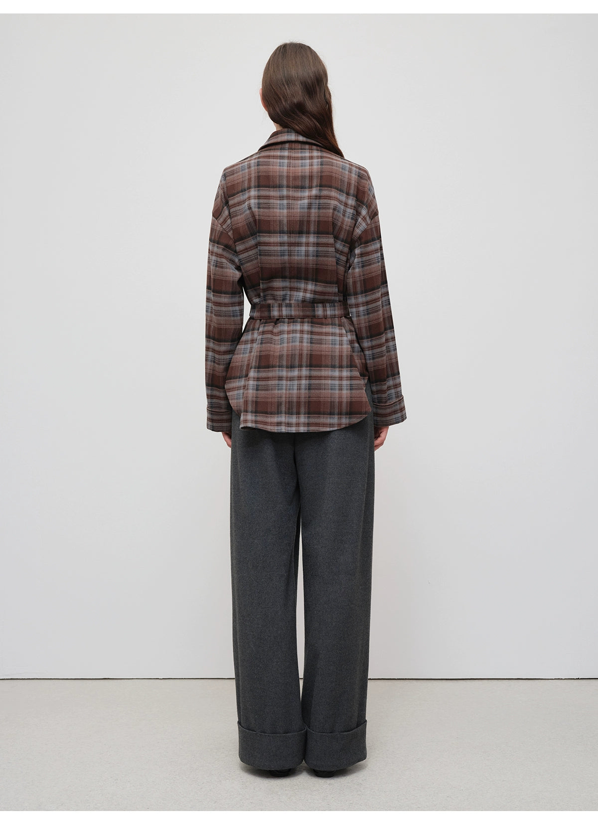 Vintage Purple-Brown Plaid Brushed Shirt