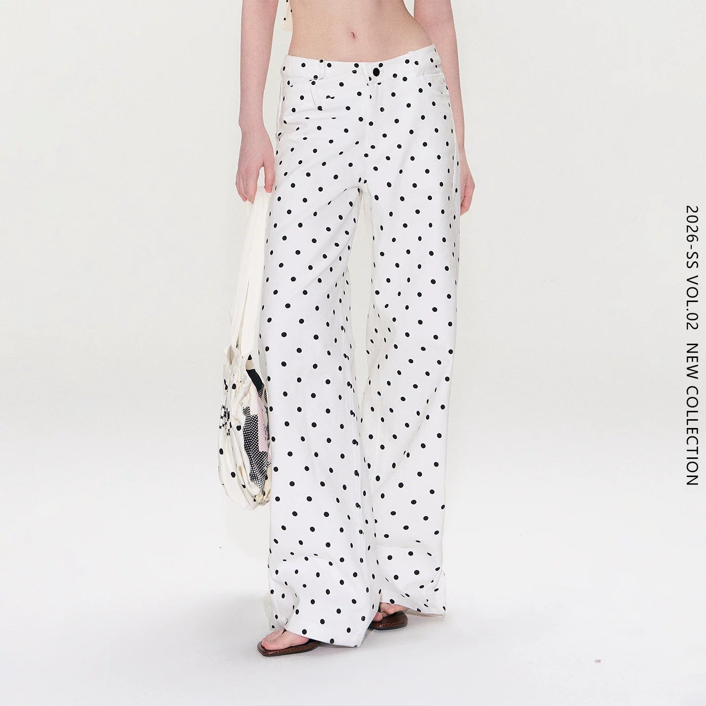 Vintage Polka Dot V-Waist Denim Pants